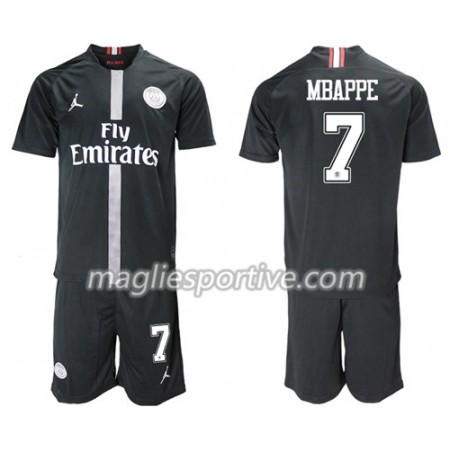 Completo Calcio Paris Saint Germain Mbappe 7 Jordan Giallo Bambino Divisa Terza 2018/2019